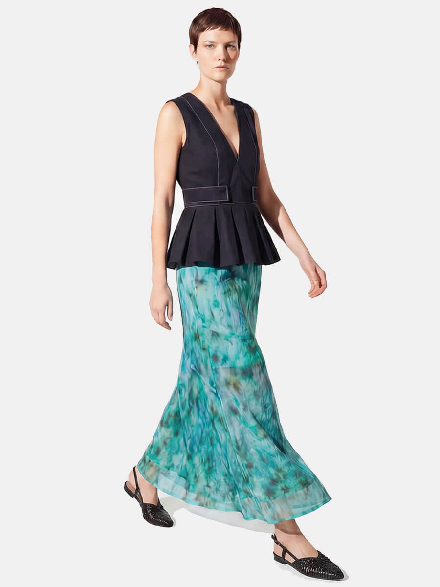 GANNI
Shibori Organza Fluid Skirt - Baltic
