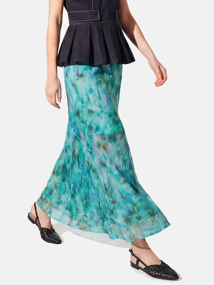 GANNI
Shibori Organza Fluid Skirt - Baltic