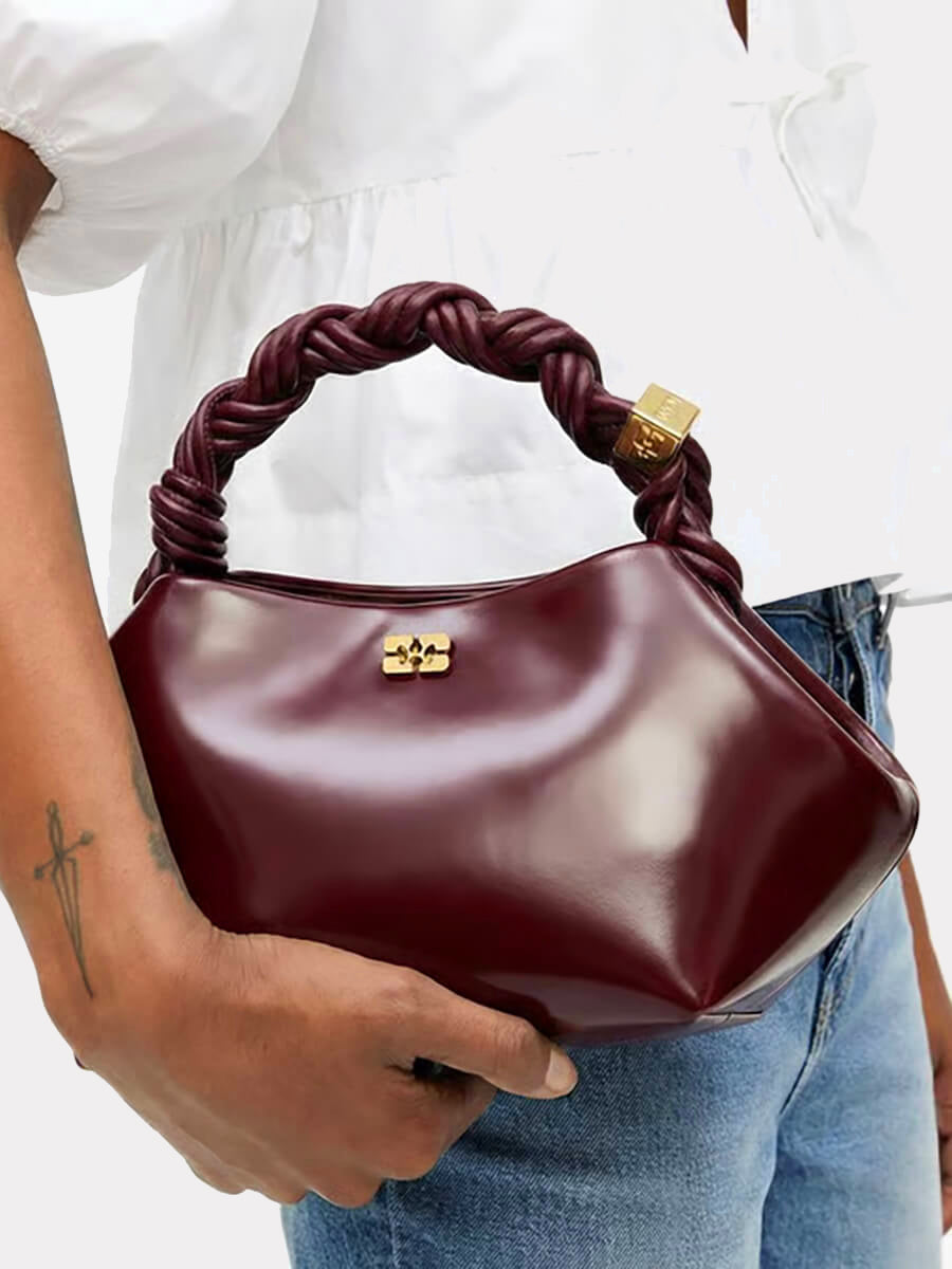 GANNI
Small Ganni Bou Bag - Burgundy Oleatex
