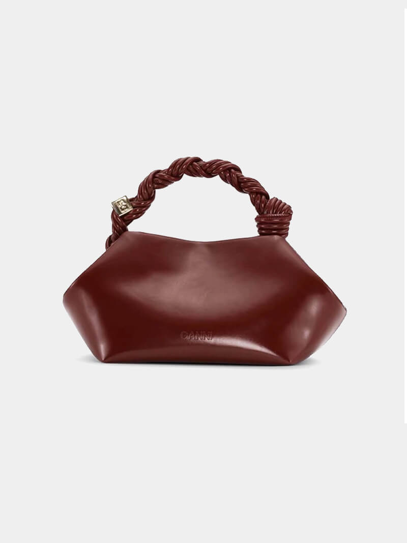 GANNI Small Ganni Bou Bag - Burgundy Oleatex