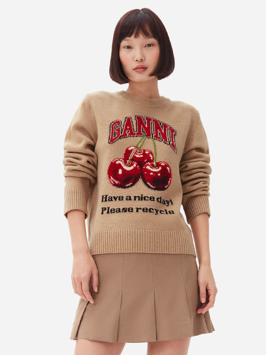 Ganni-Graphic-Cherry-O-neck-Pullover
