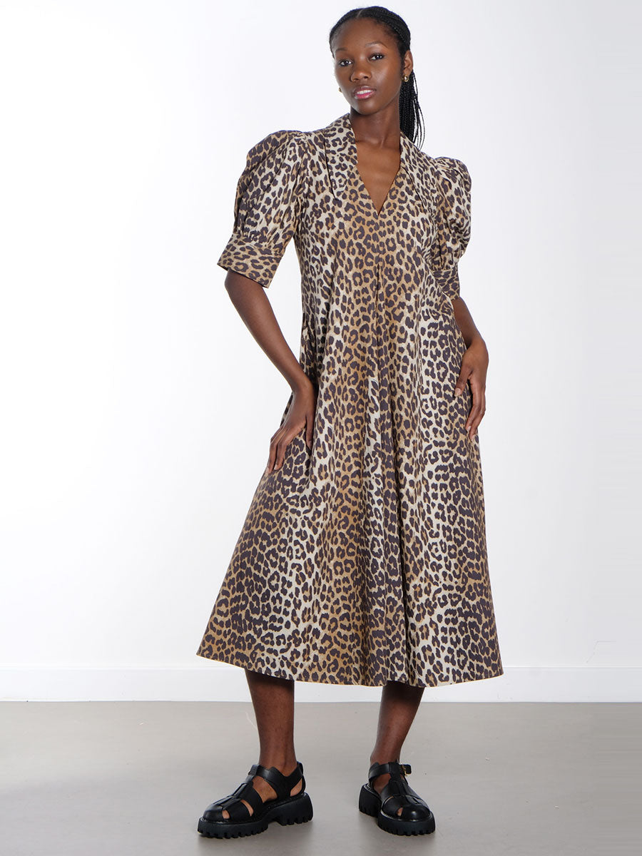 Ganni Leopard-Cotton-Dress-+-Cotton-Dress-