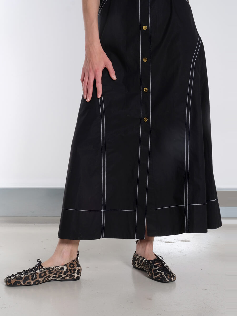 Ganni - Leopard Printed Denim Lace-Up Ballerinas