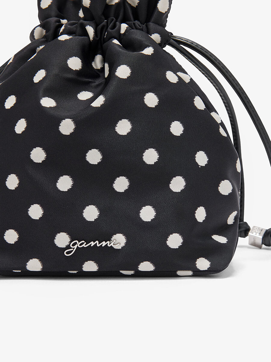 Ganni Black Printed Bou Bucket Pouch Bag