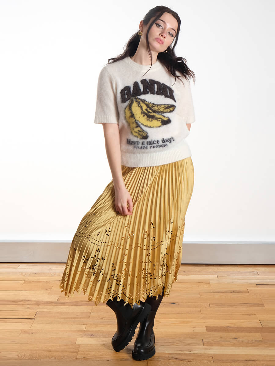 Ganni Graphic Banana Short Sleeve Jumper