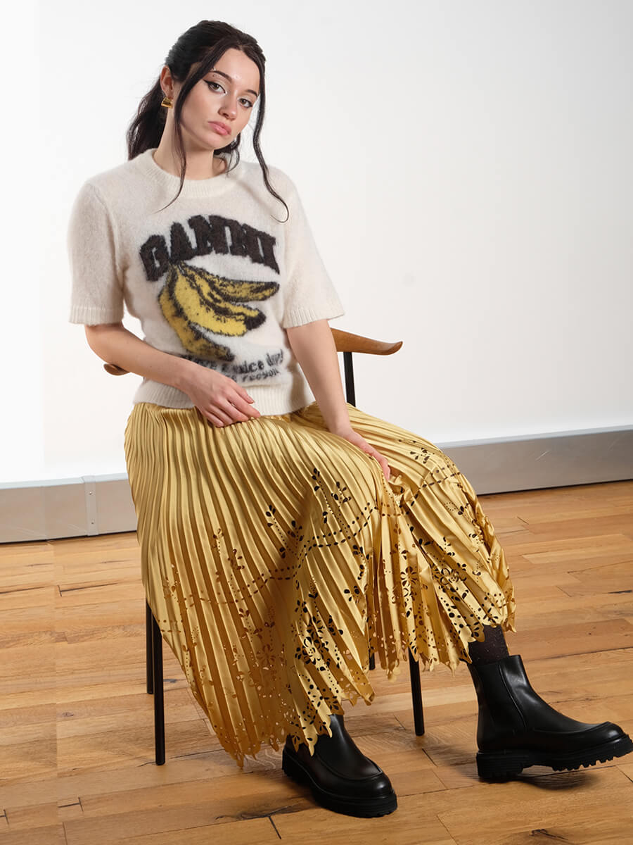 Ganni Graphic Banana Short Sleeve Jumper