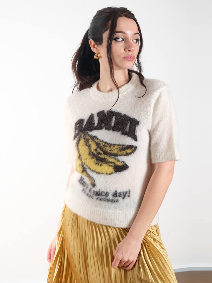 Ganni Graphic Banana Short Sleeve Jumper