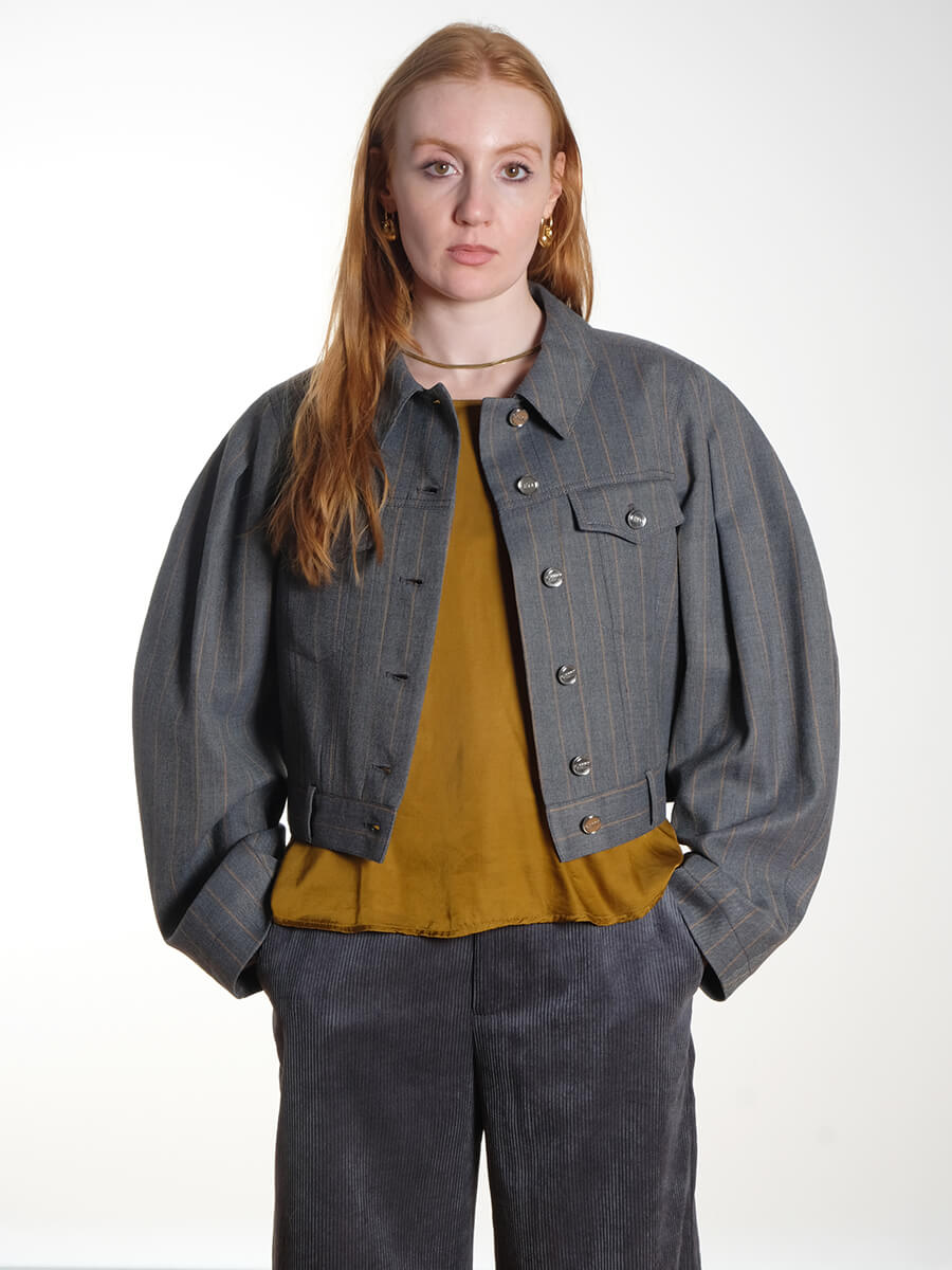 Ganni Grey Stripe Jacket
