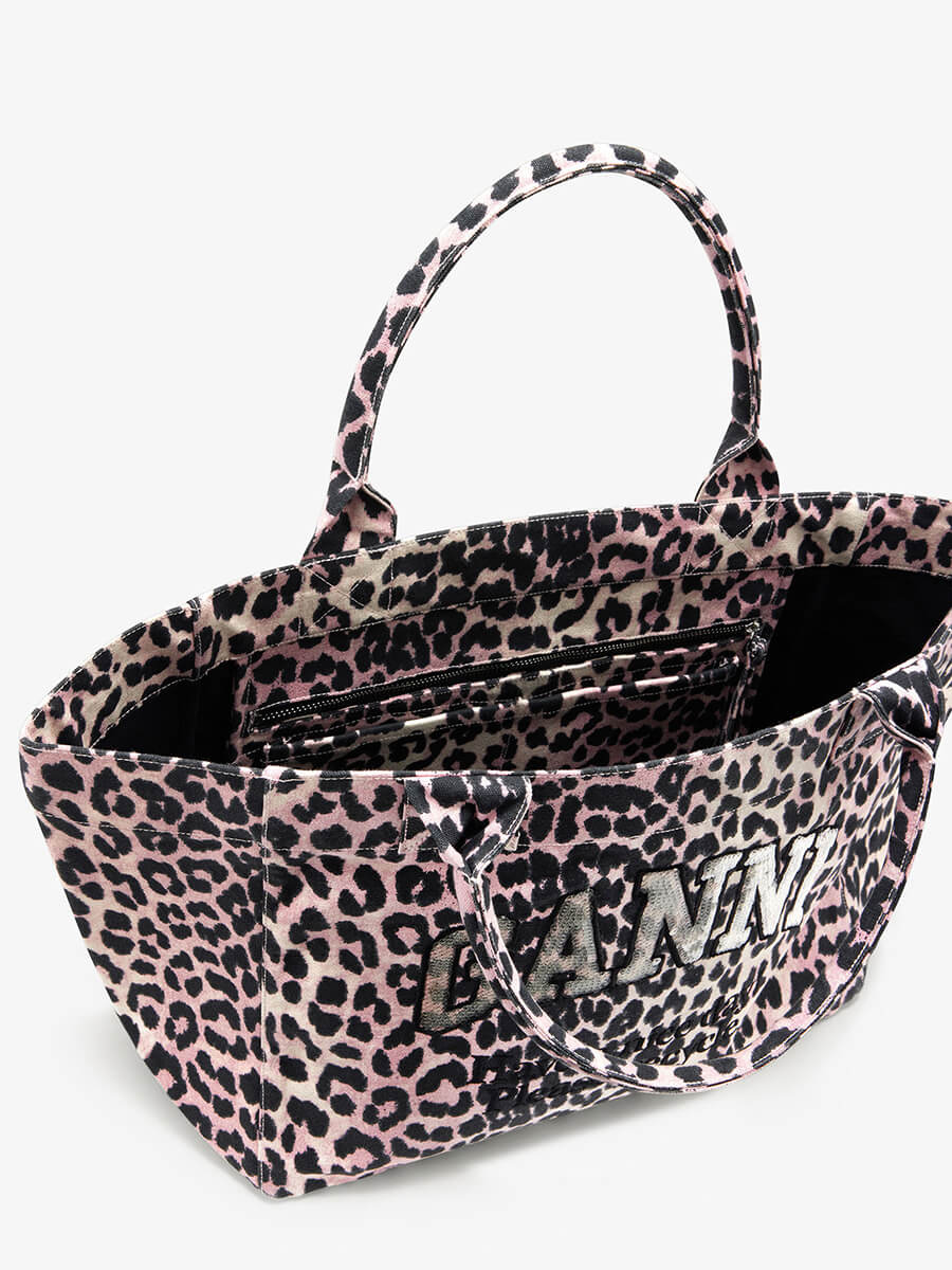 Ganni Leopard Medium Tote Bag