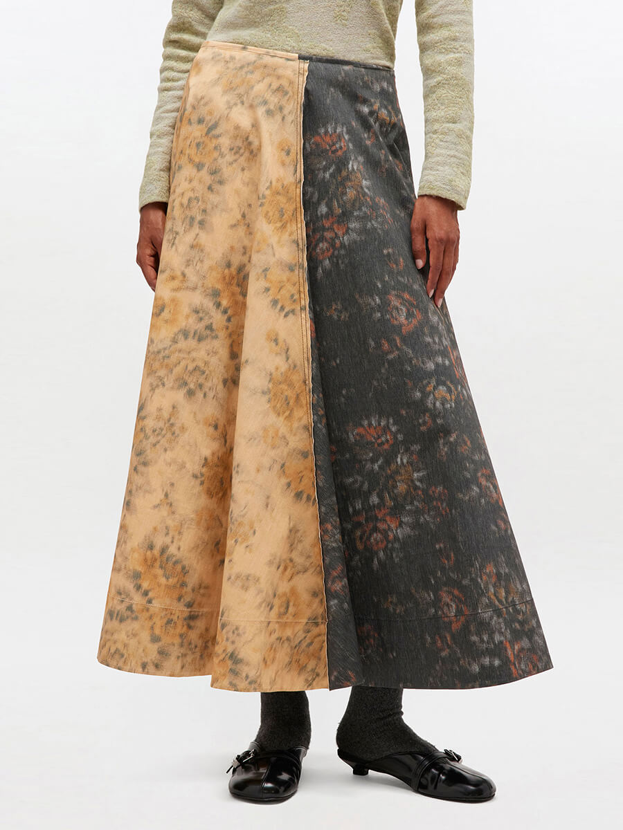 Ganni_-_Black_and_Beige_Floral_Skirt