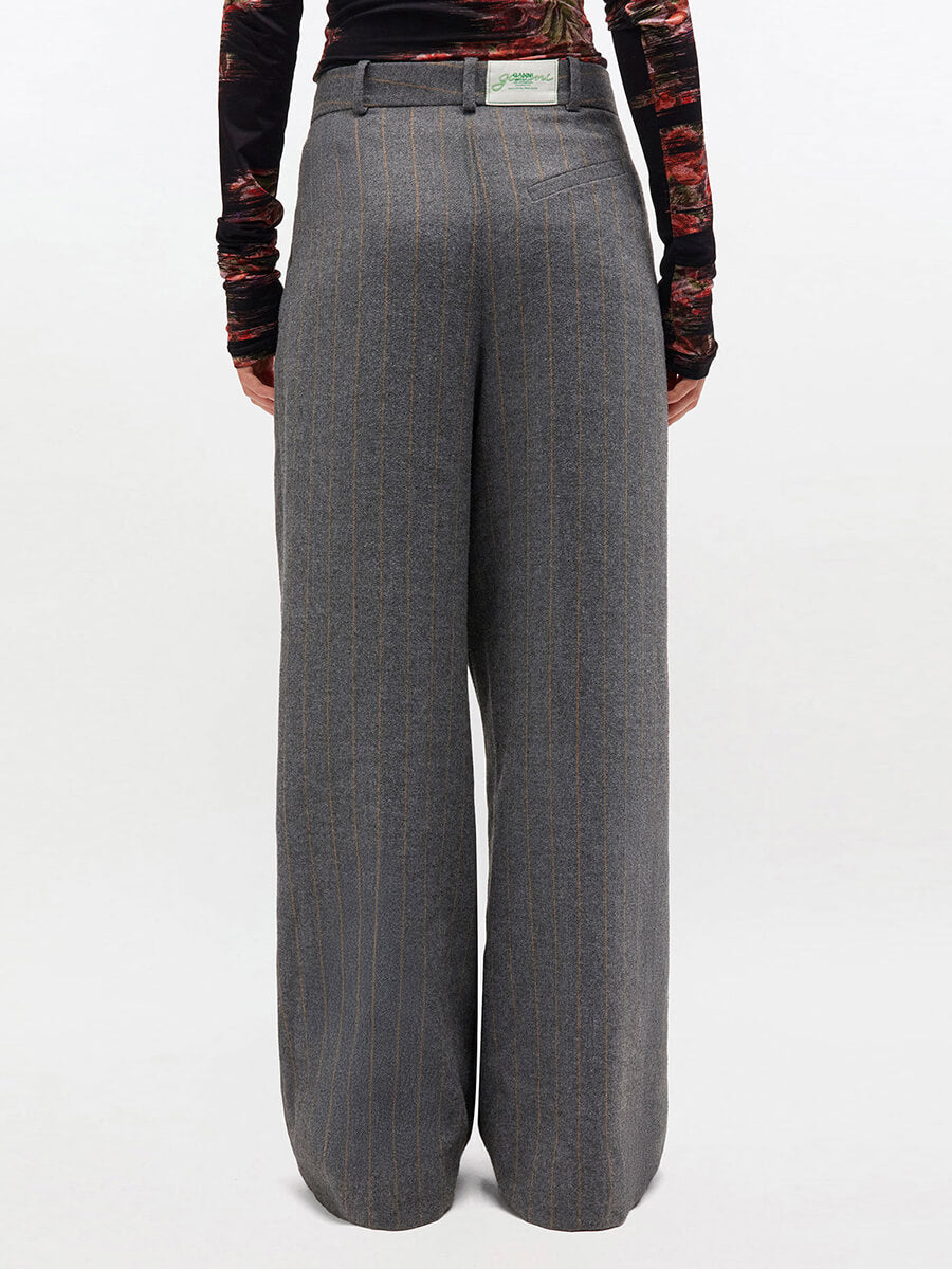 Ganni - Grey Stripe Cross-Over Trousers