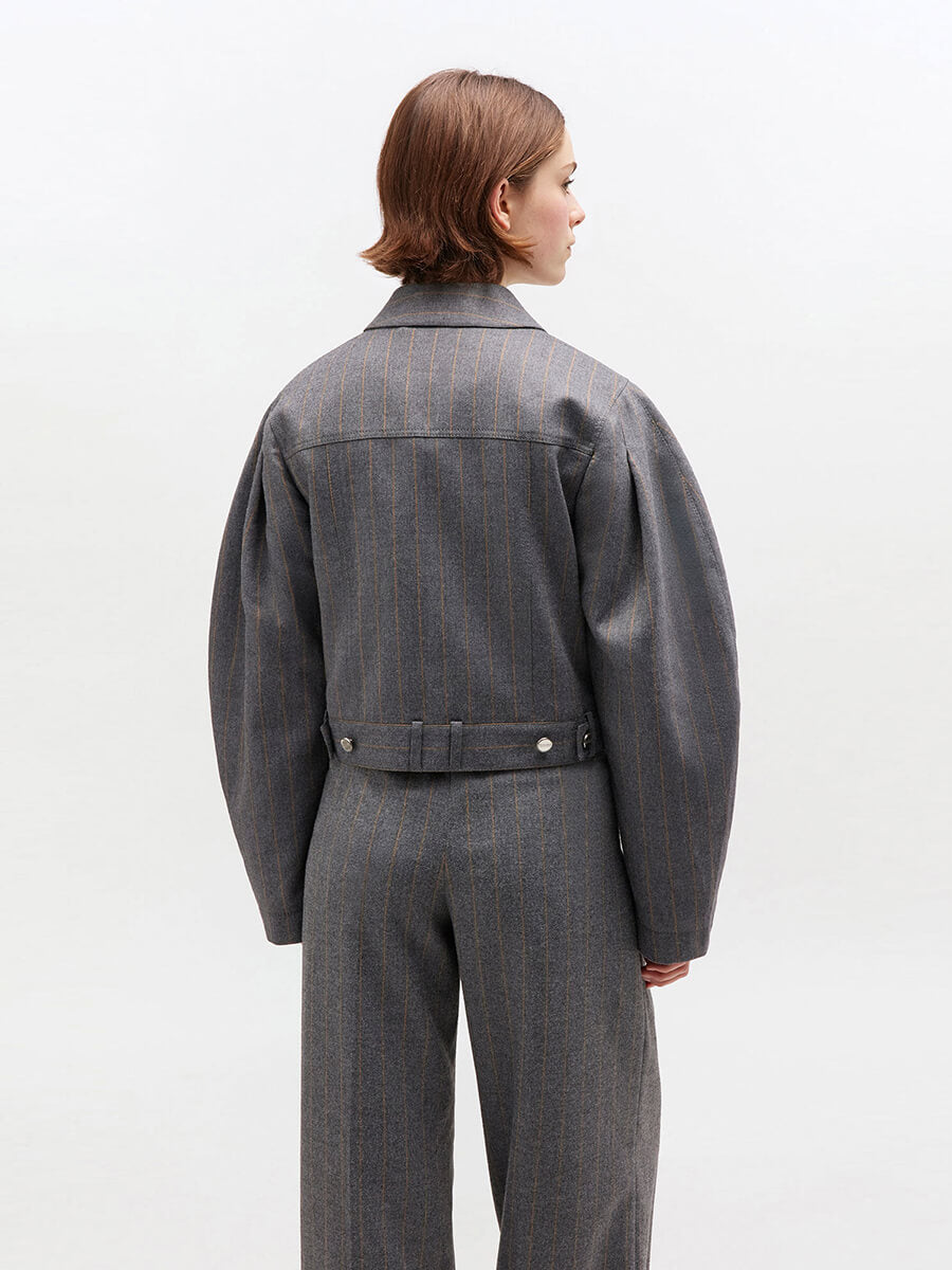 Ganni - Grey Stripe Jacket