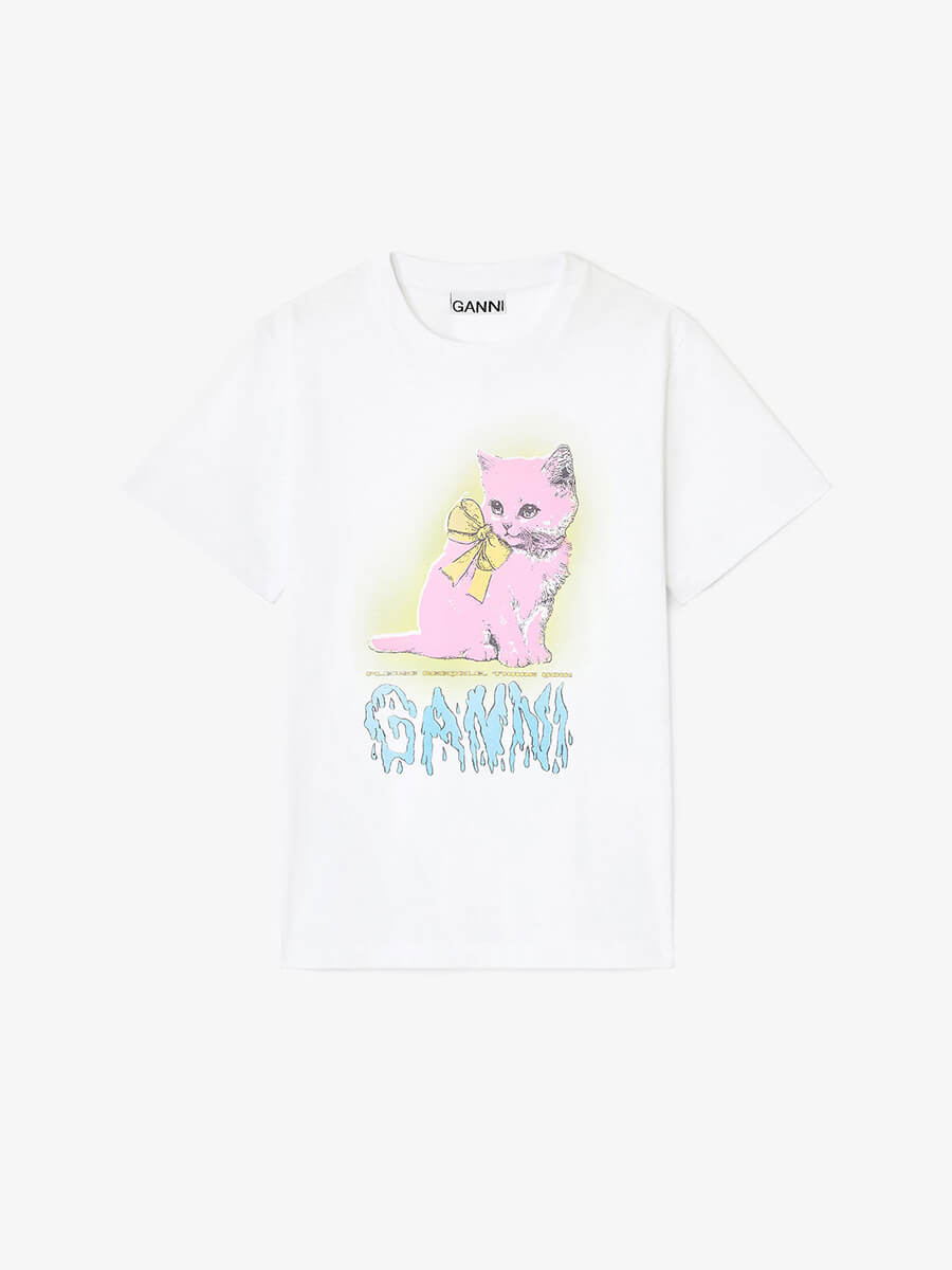 Ganni - White Kitty T-Shirt