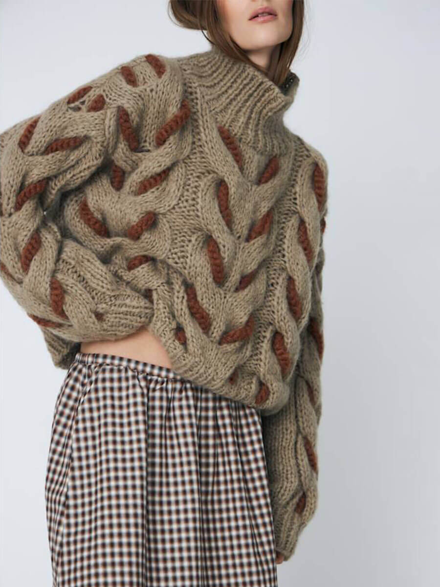 DAWN X DARE - Honey Cable Knit Jumper - Khaki
