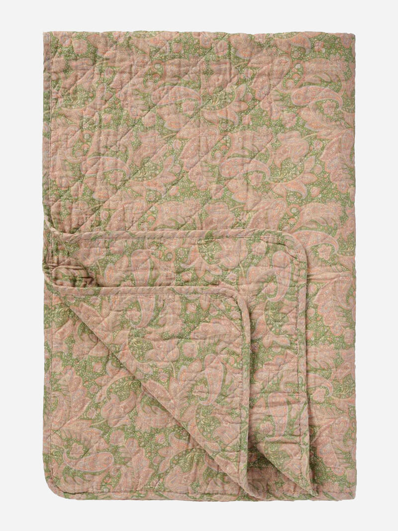 IB LAURSEN Vintage Quilt 130 x 180 - Green and Light Pink Paisley