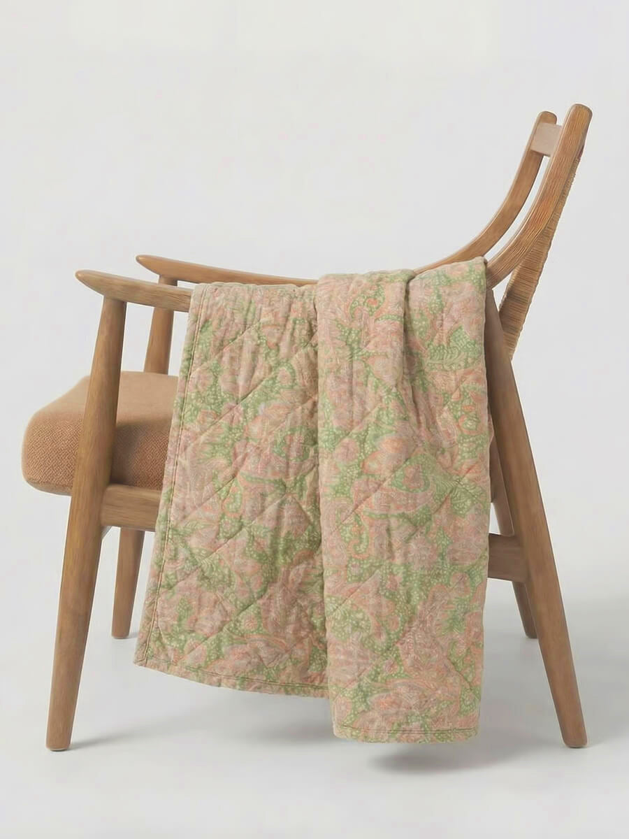 IB LAURSEN Vintage Quilt 130 x 180 - Green and Light Pink Paisley