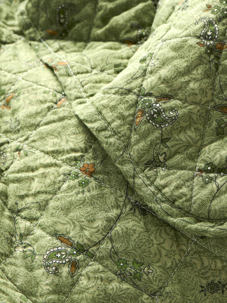 Ib Laursen Quilt with Green Flower Vines