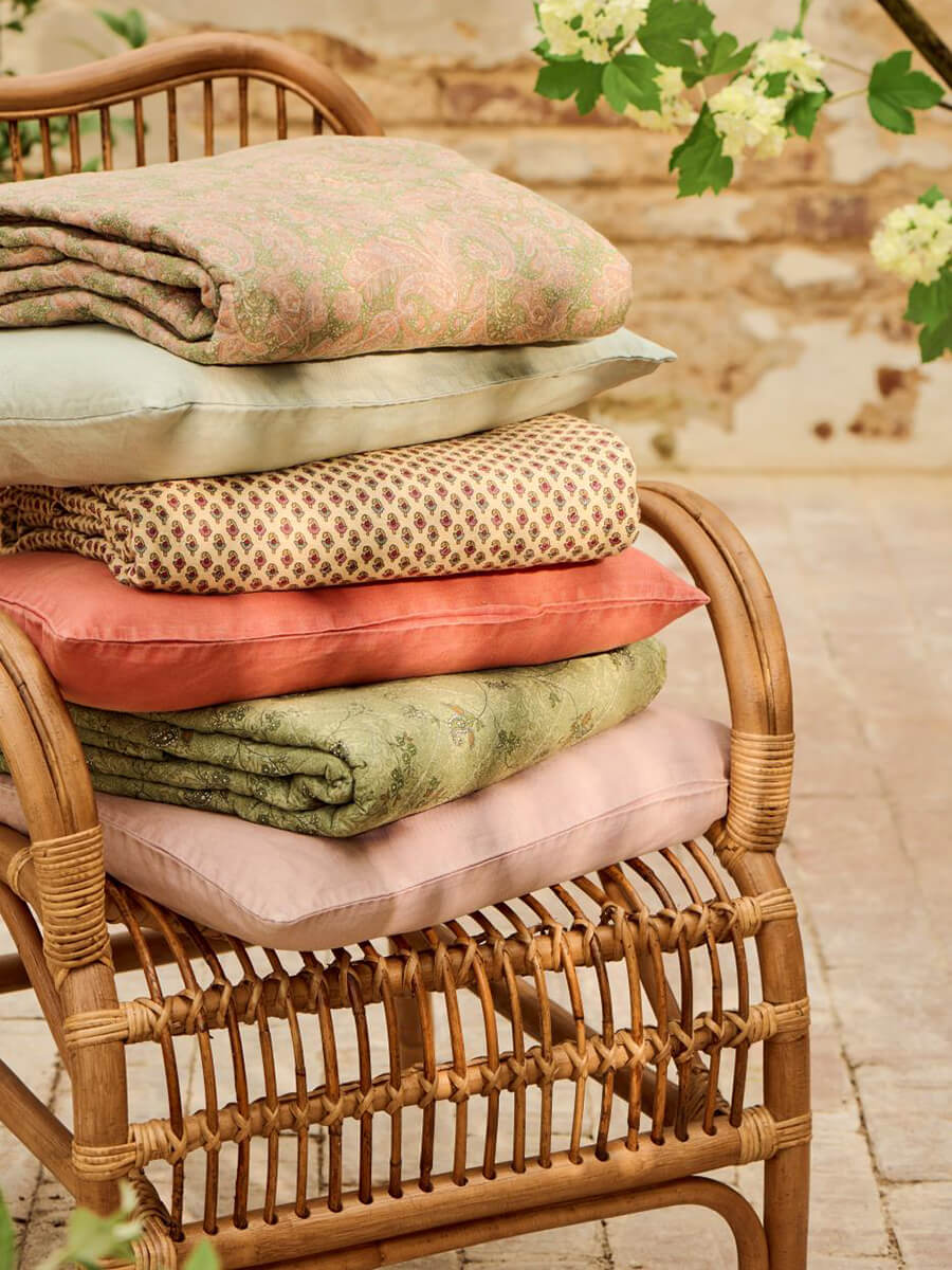 Ib Laursen Quilt with Green Flower Vines