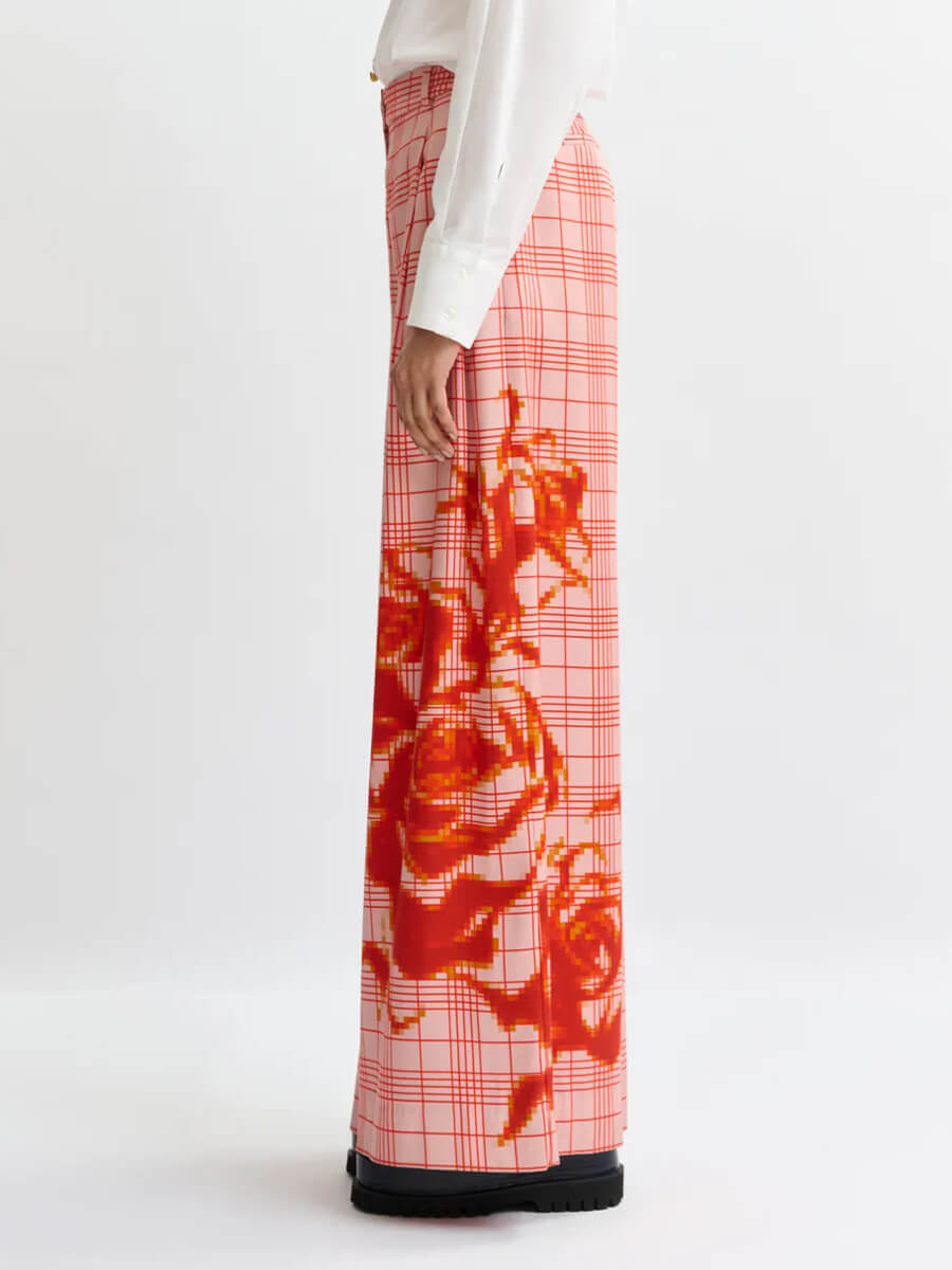 Essentiel Antwerp Jane Wide Leg Pants - Pink and Red