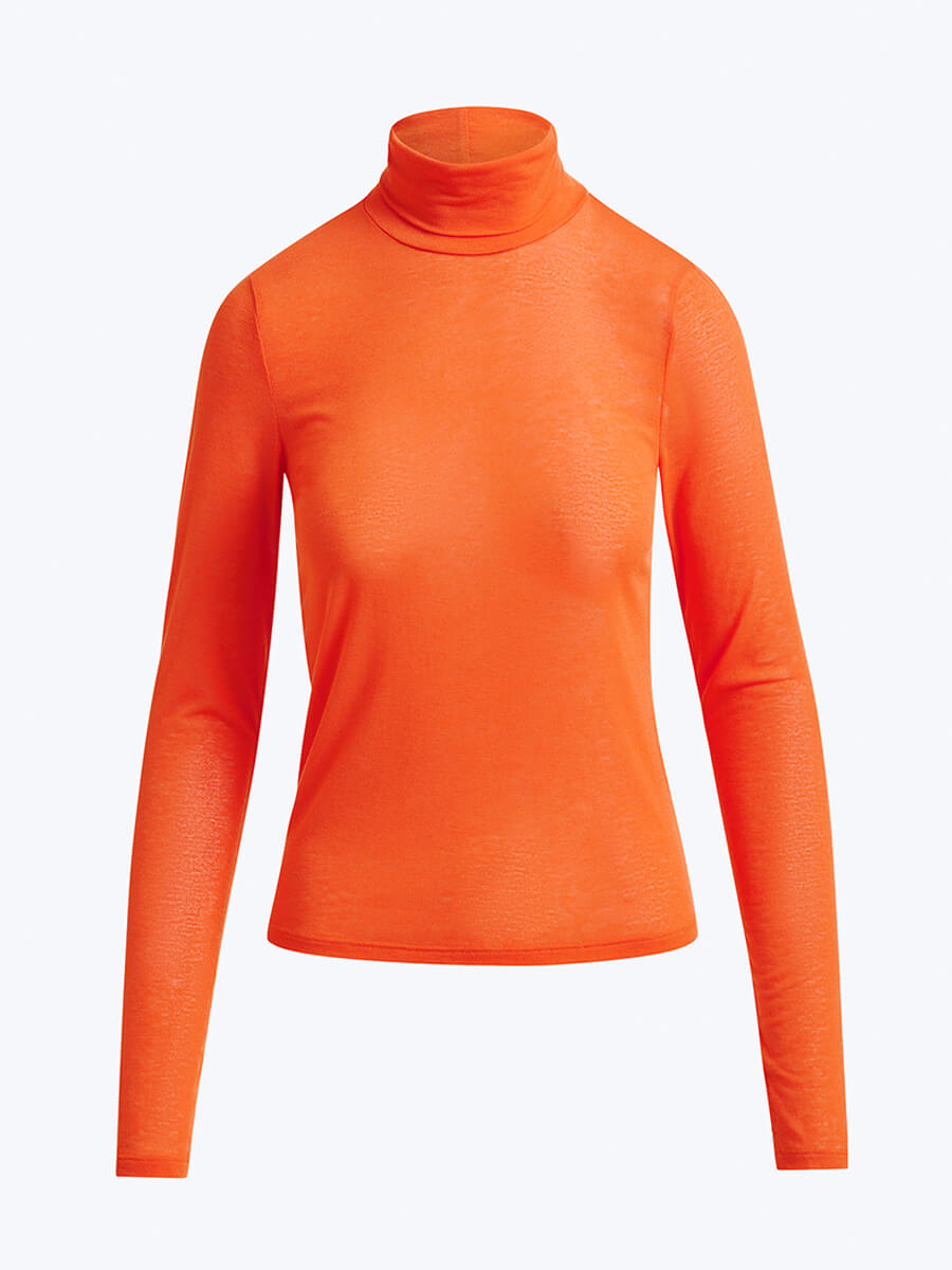Essentiel Antwerp Jertice Jersey Turtleneck Top - Nectarine