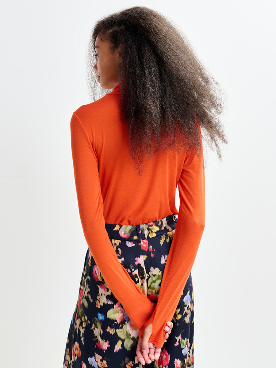 Essentiel Antwerp Jertice Jersey Turtleneck Top - Nectarine