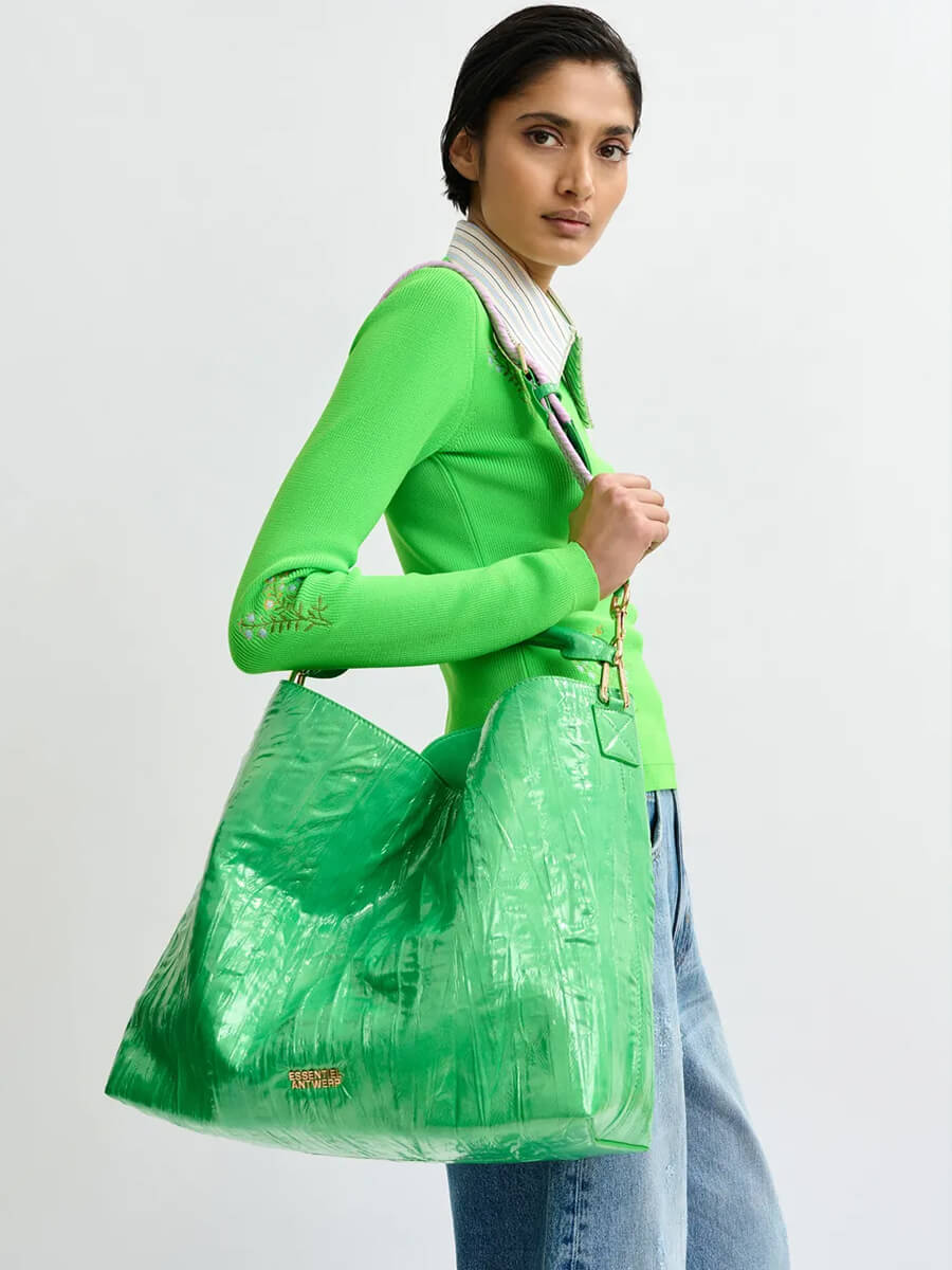 Essentiel Antwerp Jistalo Shopper Printed Bag - Green Jistalo Shopper Printed Bag - Green