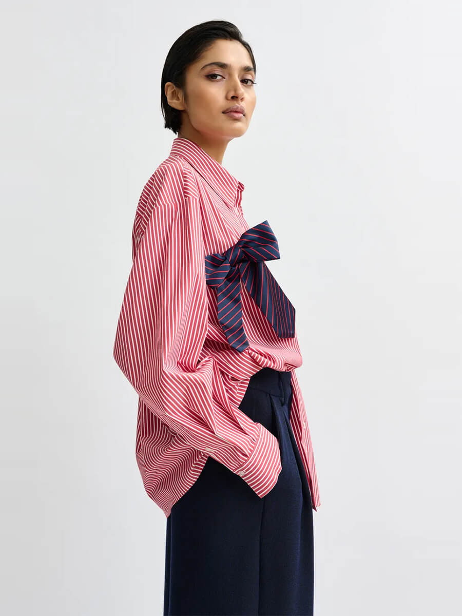 Essentiel Antwerp Jiwi Shirt - Red, White, Navy Stripe