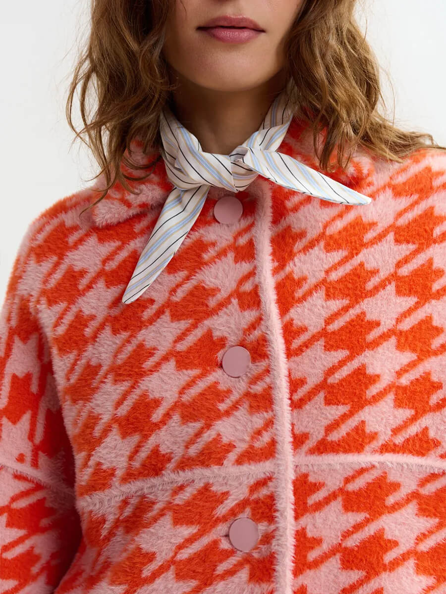 Essentiel Antwerp Joking Knit Jacket - Orange and Dusty Pink