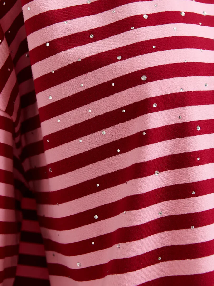 Essentiel Antwerp Joste T-shirt - Pink and Burgundy Stripe