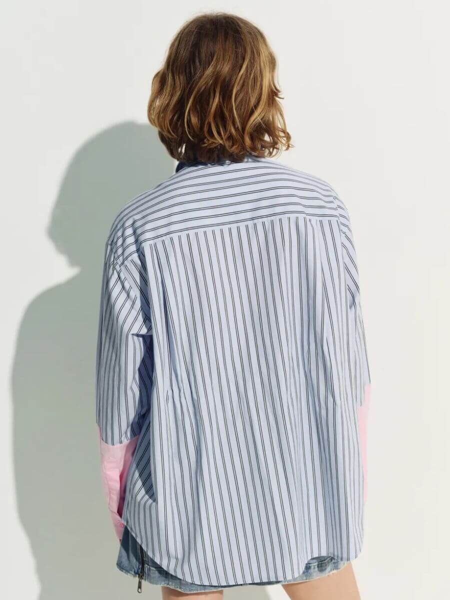 Essentiel Antwerp Jown Embroidered Shirt - Light Blue Stripe