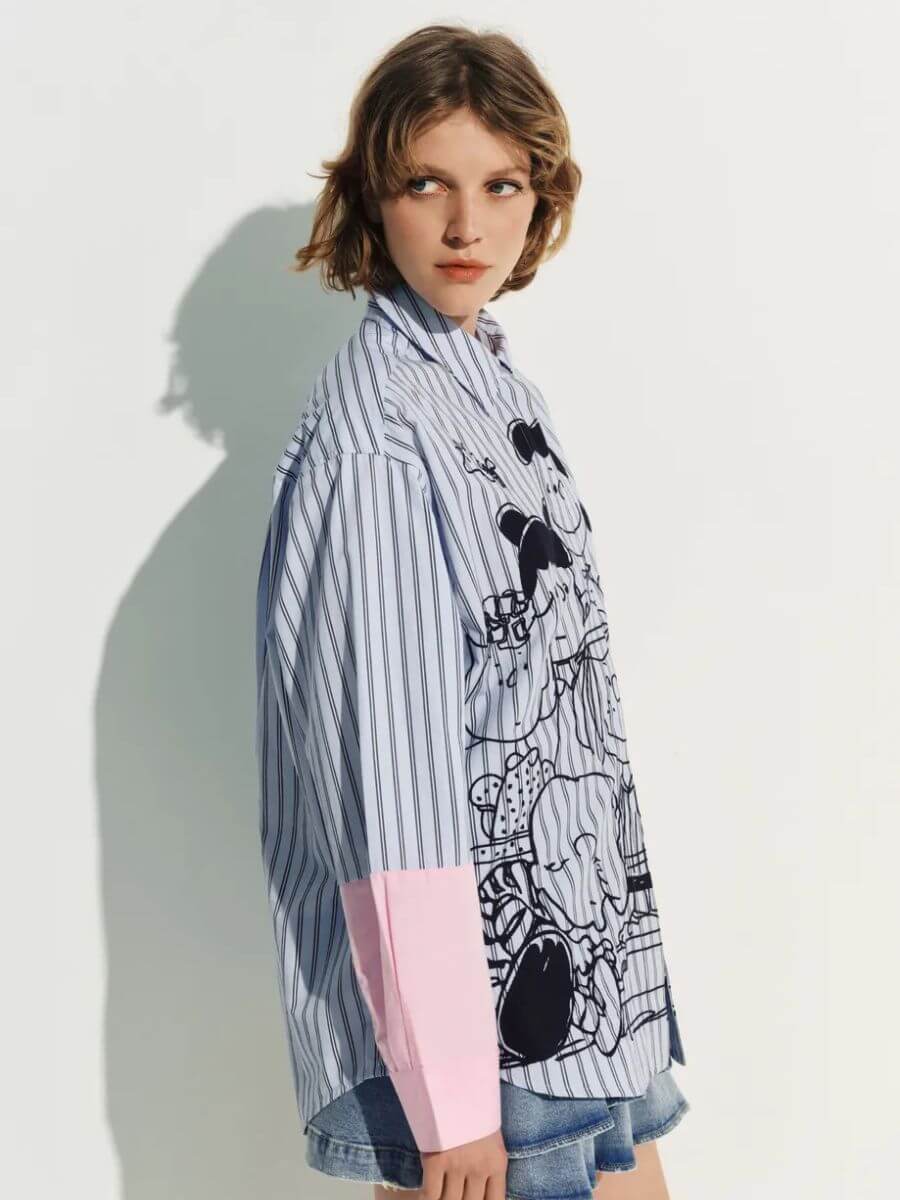 Essentiel Antwerp Jown Embroidered Shirt - Light Blue Stripe