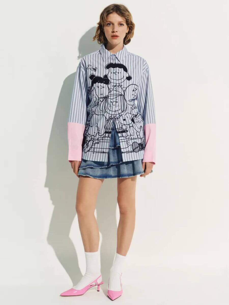 Essentiel Antwerp Jown Embroidered Shirt - Light Blue Stripe