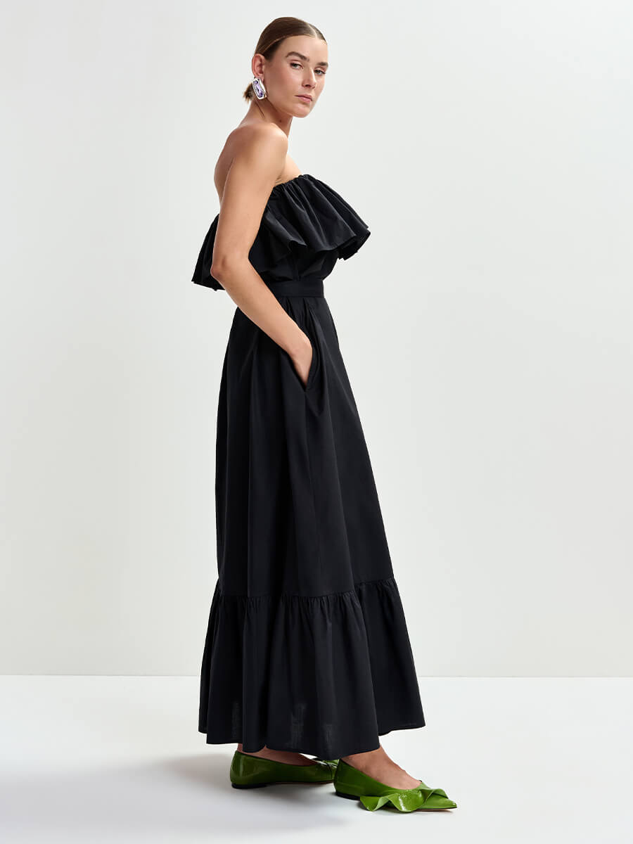 Essentiel Antwerp Joyce Belted Ruffle Dress - Black