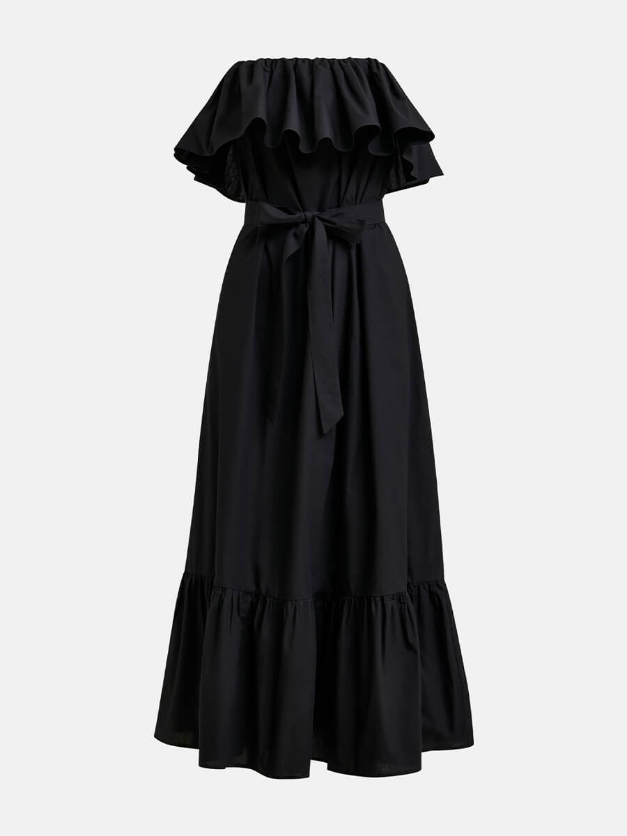 Essentiel Antwerp Joyce Belted Ruffle Dress - Black