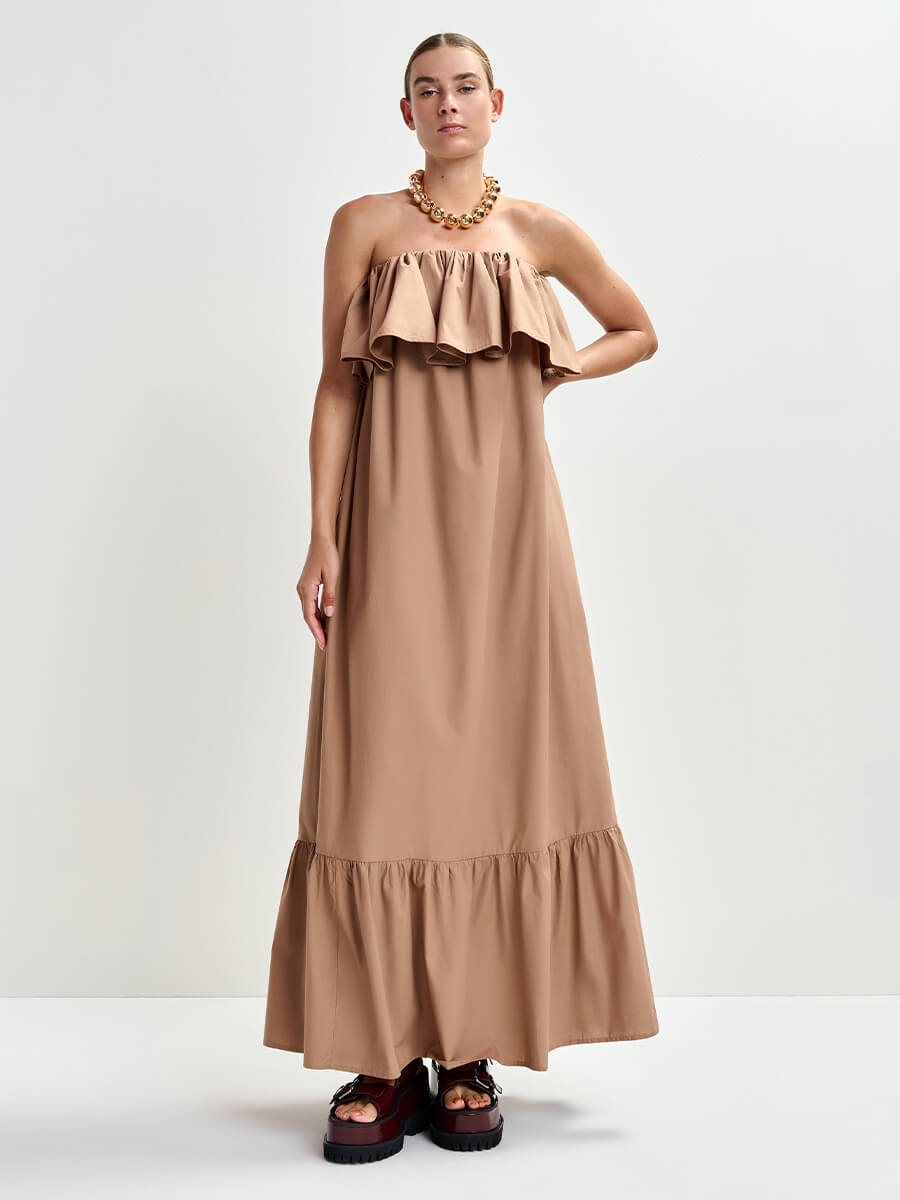 Essentiel Antwerp Joyce Belted Ruffle Dress - Maple