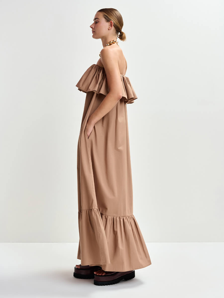 Essentiel Antwerp Joyce Belted Ruffle Dress - Maple