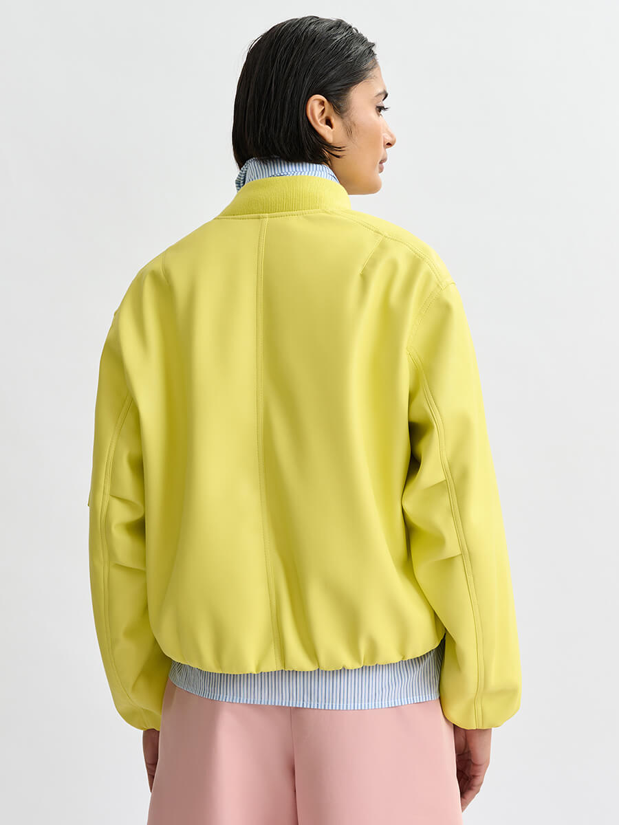 Essentiel Antwerp Jug Faux Leather Bomber - Yellow