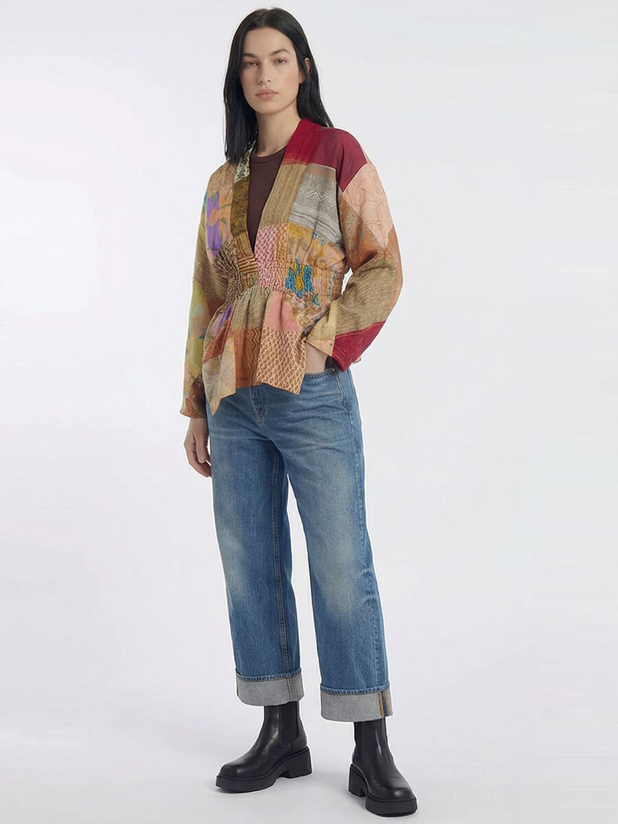 sissel eddelbo Juno Silk Patchwork Top - No.43