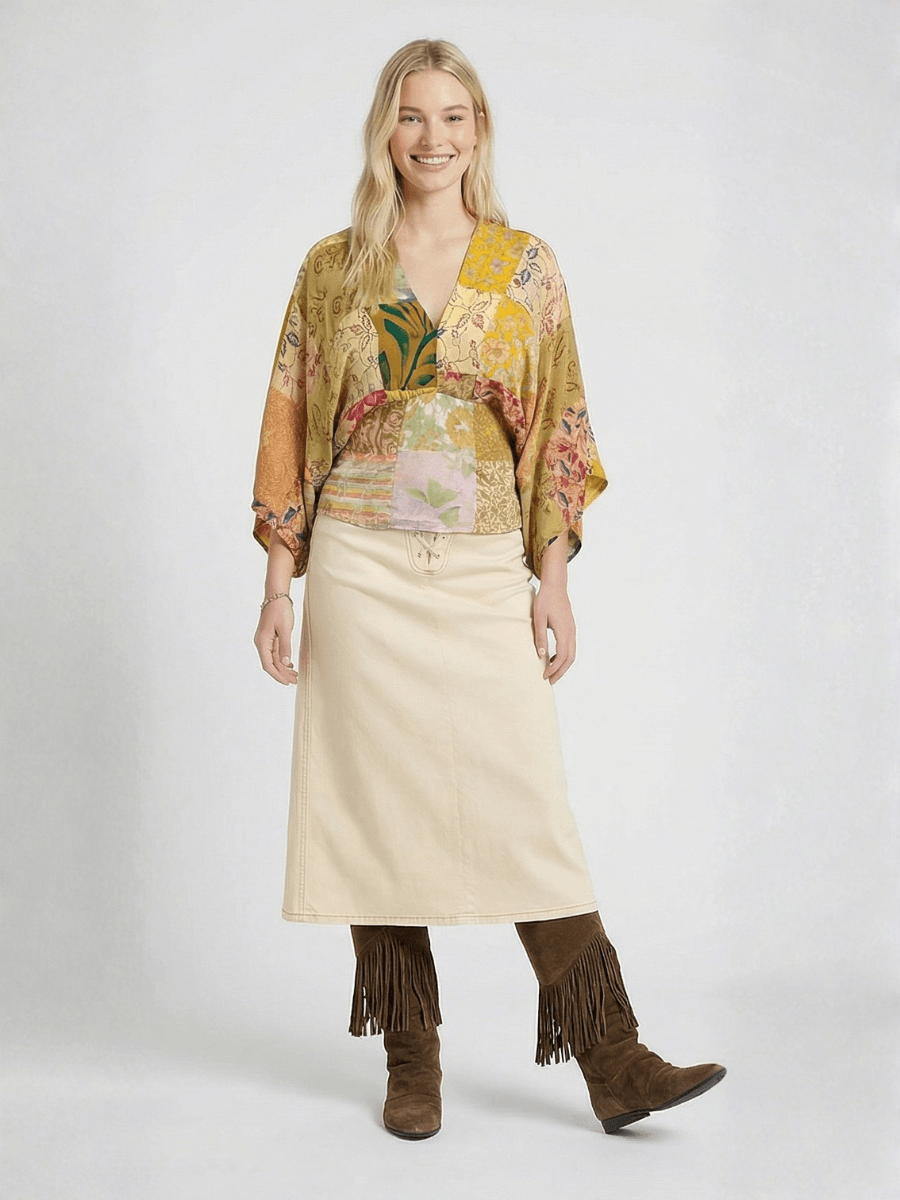 Juno Silk Patchwork Top - No.13.