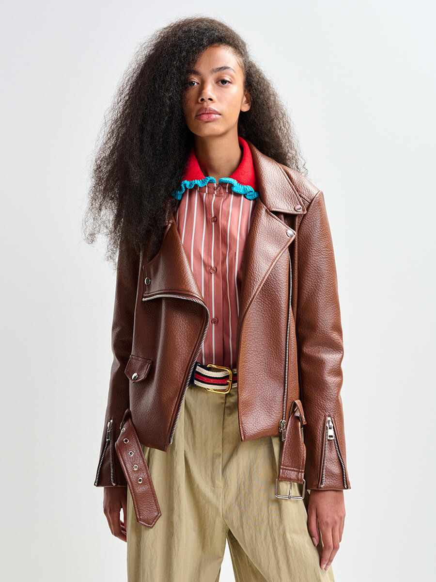 Essentiel Antwerp Jup Fitted Perfecto Jacket - Gingerbread