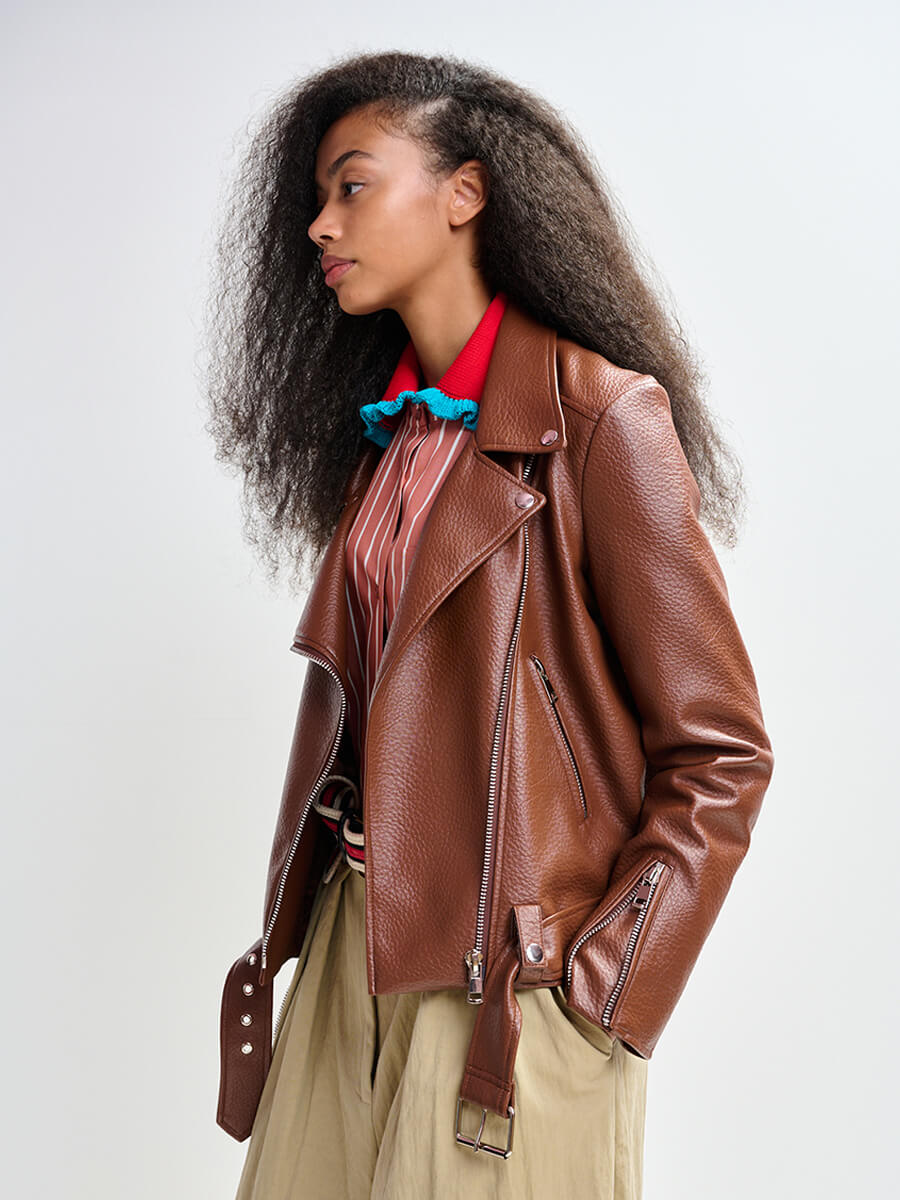 Essentiel Antwerp Jup Fitted Perfecto Jacket - Gingerbread