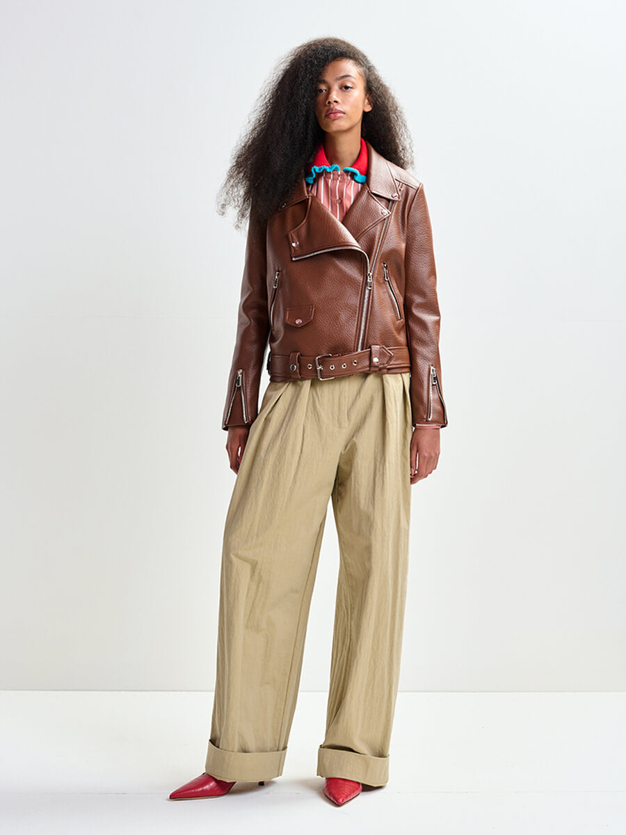 Essentiel Anrwerp Jup Fitted Perfecto Jacket - Gingerbread