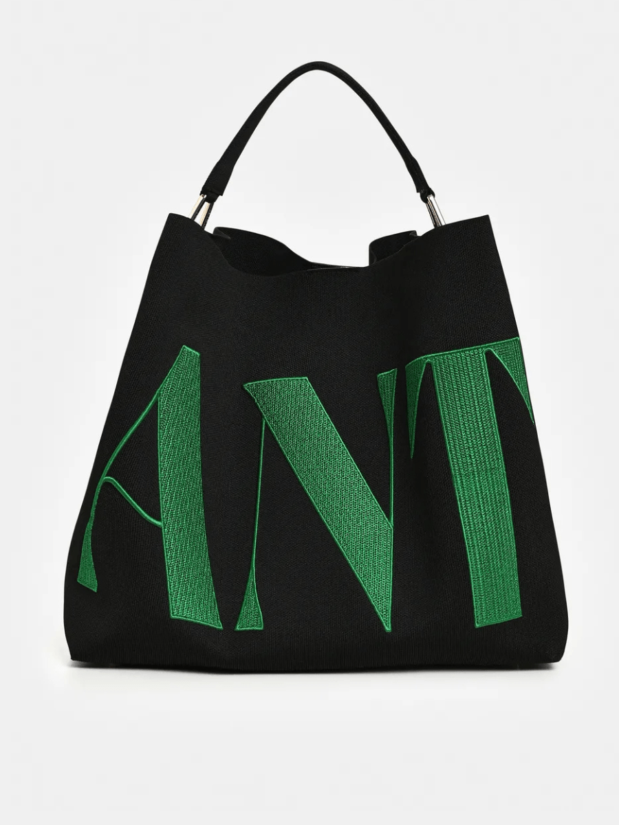 Essentiel Antwerp Karoll Knitted Bag - Charcoal Chic