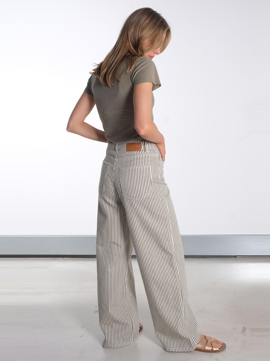 Striped Wide Leg Jeans - Cloud Dancer