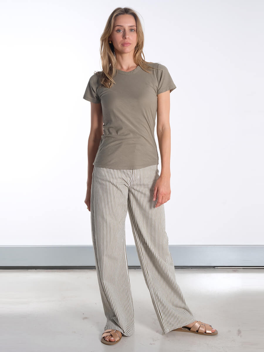 Striped Wide Leg Jeans - Cloud Dancer