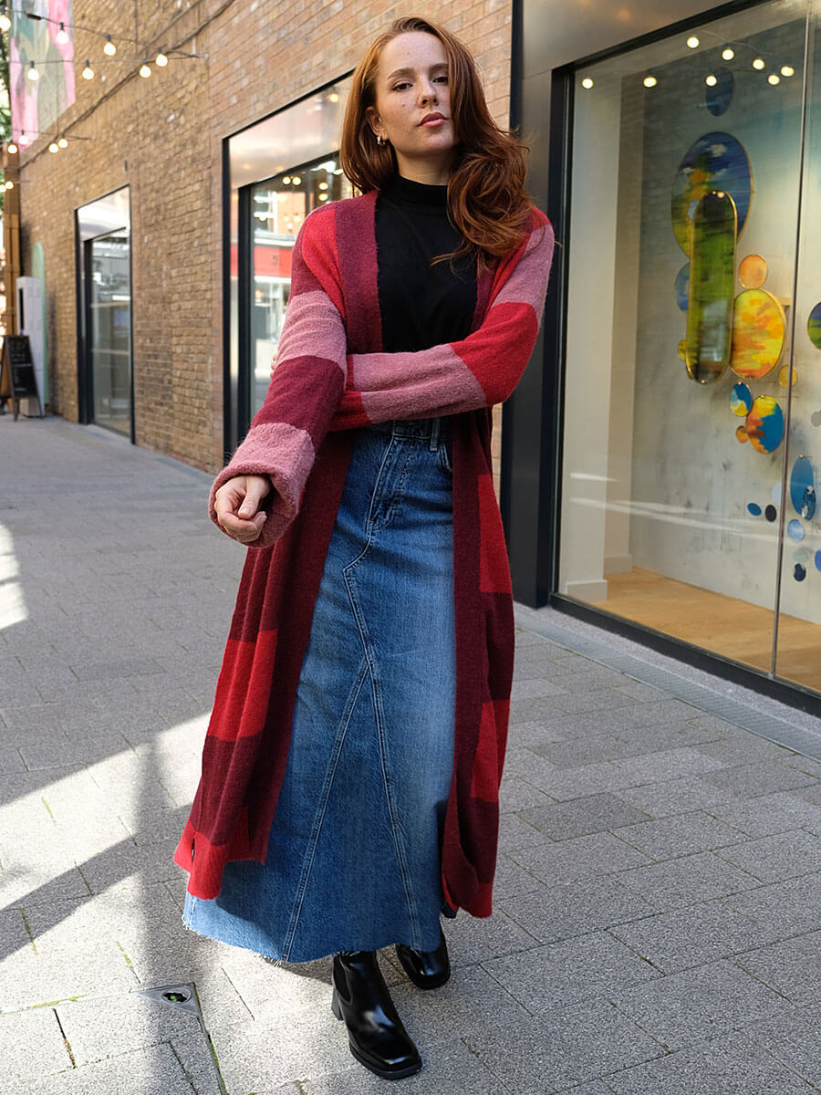 Object Harlow Long Denim Skirt - Medium Blue