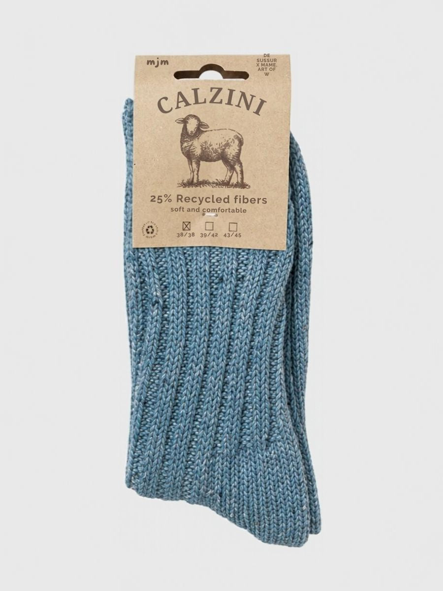 MJM - Wool Mix Socks Rib Soft - Light Blue