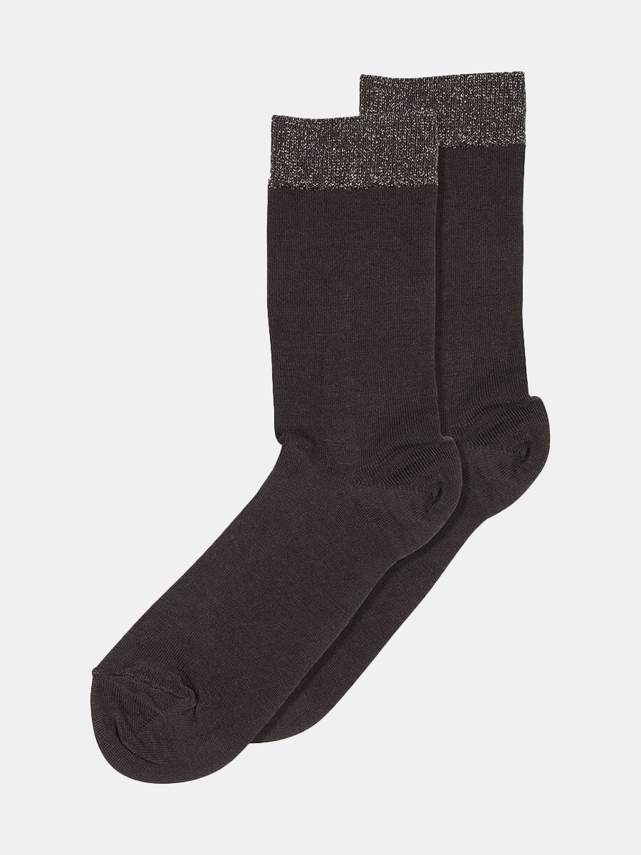 MP Denmark - Wool Silk Ankle Socks - Dark Brown