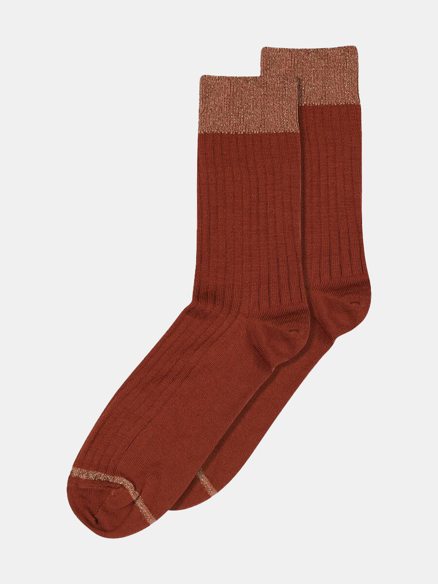 MP Denmark Erina Wool Rib Socks - Rustic Clay