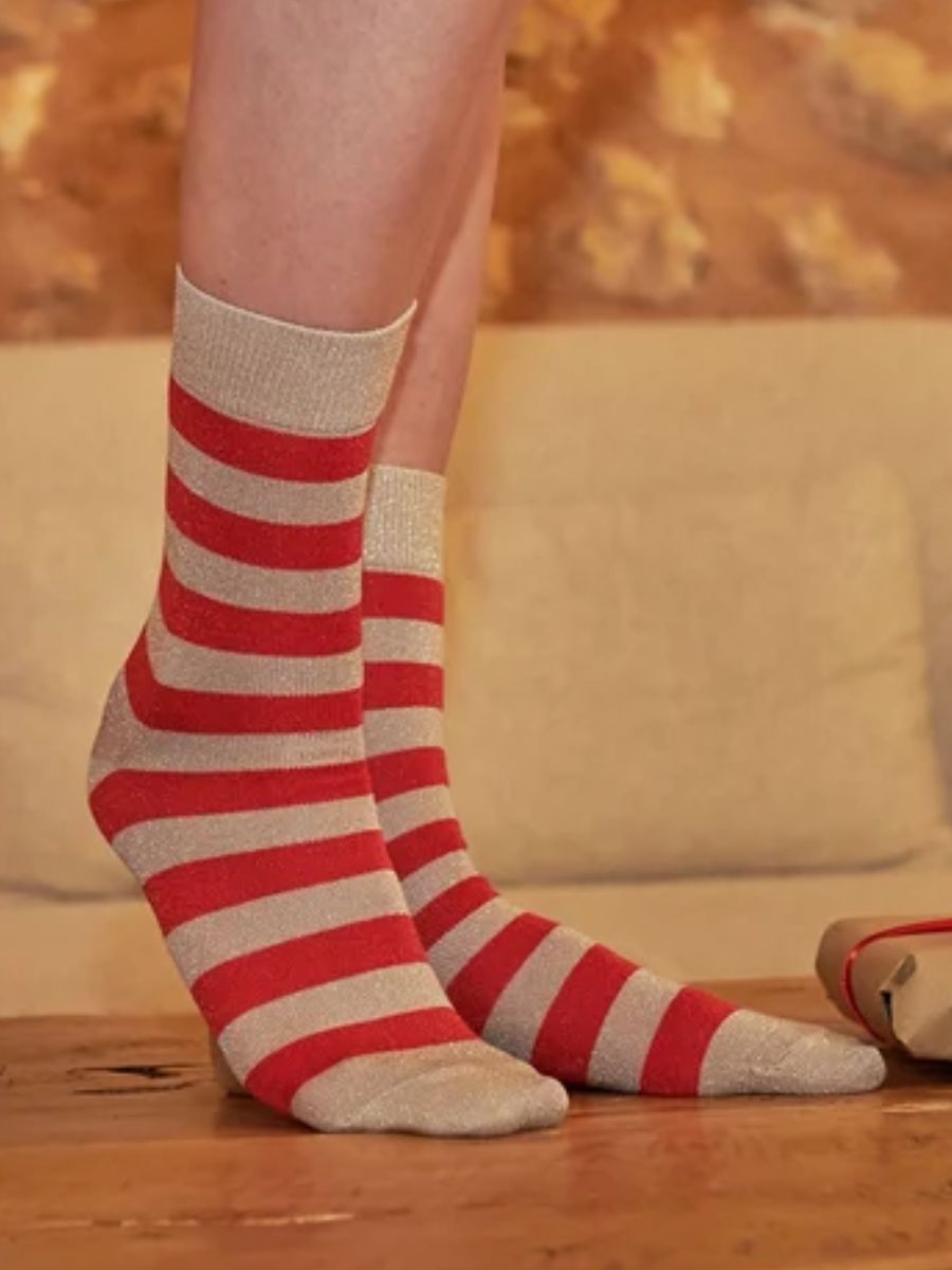MP Denmark - Mathilde Glitter Socks - Beige